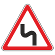 Дорожный знак 1.12.2 «Опасные повороты с первым поворотом налево» (металл 0,8 мм, I типоразмер: сторона 700 мм, С/О пленка: тип А коммерческая)